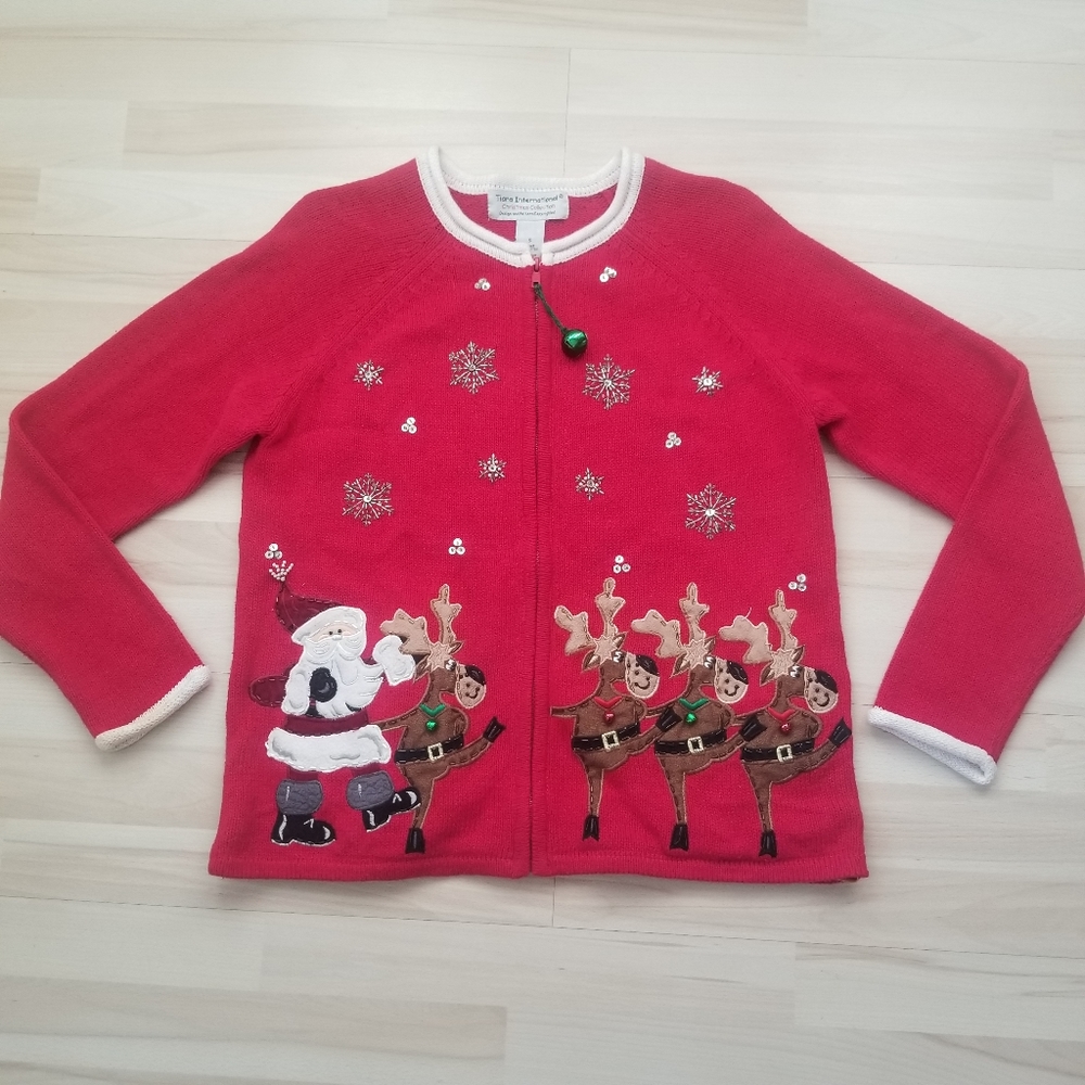Vintage Ugly Christmas Sweater w/ Reindeer by Tiara International